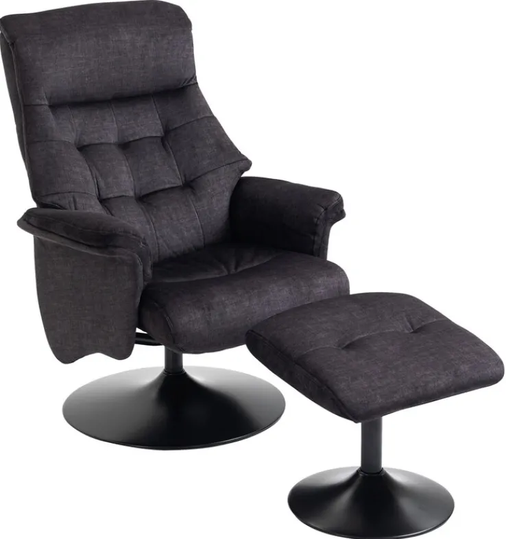 QUARTIER Relaxsessel mit Hocker IDA grau-charcoal