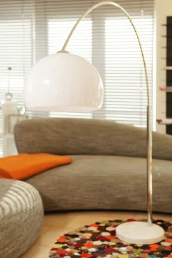 Retrofit Bogenlampe chromfarbig /weiß /Marmor weiß