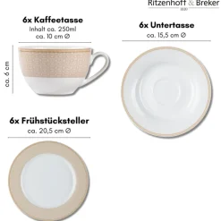 Ritzenhoff & Breker Kaffeeservice GEO 18-teilig Porzellan beige