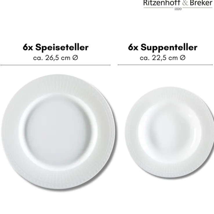 Ritzenhoff & Breker Tafelservice SOFIA 12-teilig Porzellan weiß