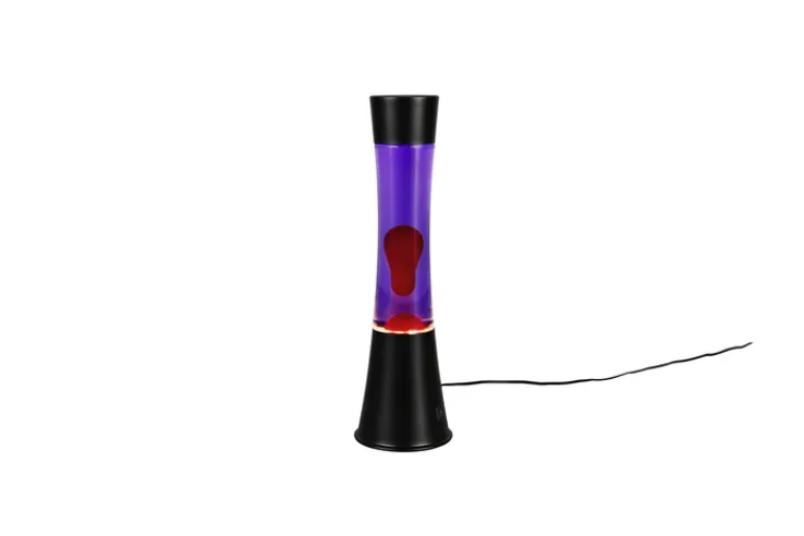 Reality RL RL Lavalampe ETNA, Metall/Glas/Wachs, Höhe 39 cm, LED 21 W, 3.000 K, 260 lm, Schutzklasse 2, IP20, Schwarz/Rot/Lila
