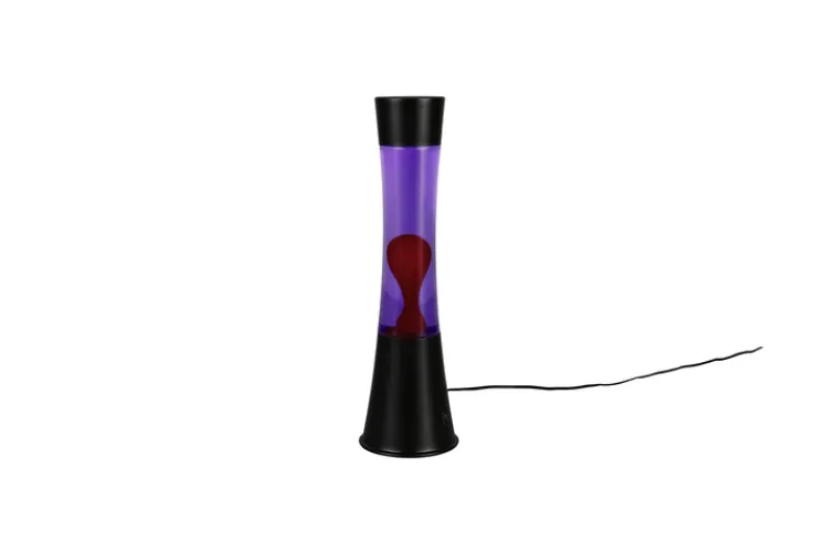 Reality RL RL Lavalampe ETNA, Metall/Glas/Wachs, Höhe 39 cm, LED 21 W, 3.000 K, 260 lm, Schutzklasse 2, IP20, Schwarz/Rot/Lila