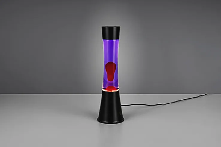 Reality RL RL Lavalampe ETNA, Metall/Glas/Wachs, Höhe 39 cm, LED 21 W, 3.000 K, 260 lm, Schutzklasse 2, IP20, Schwarz/Rot/Lila