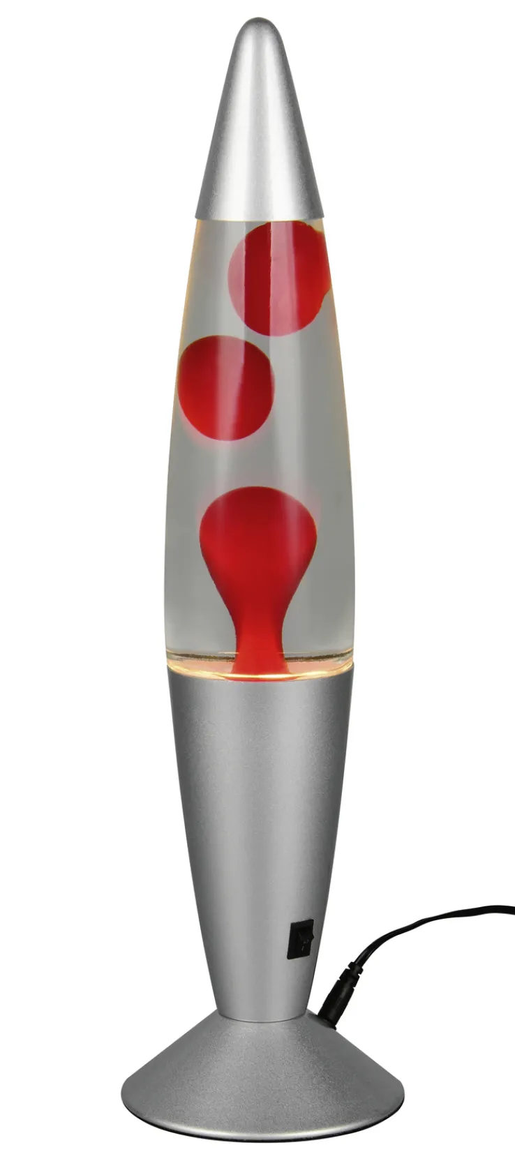 Reality RL RL Lavalampe VESUV, Metall/Glas/Wachs, Höhe 42 cm Alu-/Nickelfarbig/Rot/Transparent