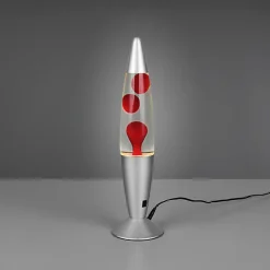 Reality RL RL Lavalampe VESUV, Metall/Glas/Wachs, Höhe 42 cm Alu-/Nickelfarbig/Rot/Transparent