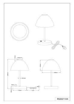 Reality RL RL LED Tischlampe QUEEN 24 cm Glas/Metall nickelfarbig