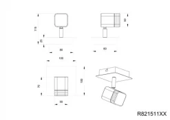 Reality RL RL LED Wandleuchte mit Spot ROUBAIX nickelfarbig