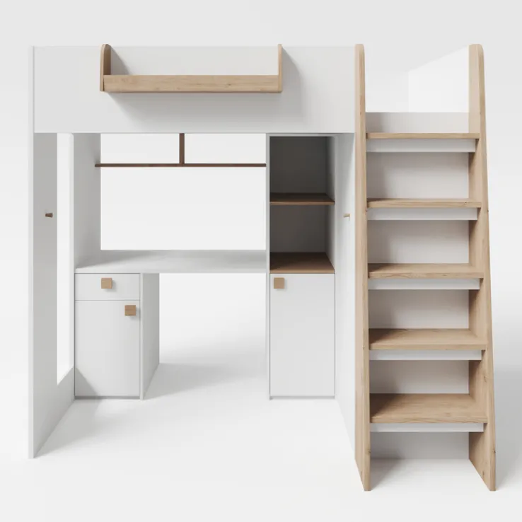 Kinder roba Hochbett SMALL WORLD ARTESANA weiß/ braun