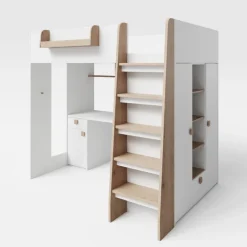 Kinder roba Hochbett SMALL WORLD ARTESANA weiß/ braun