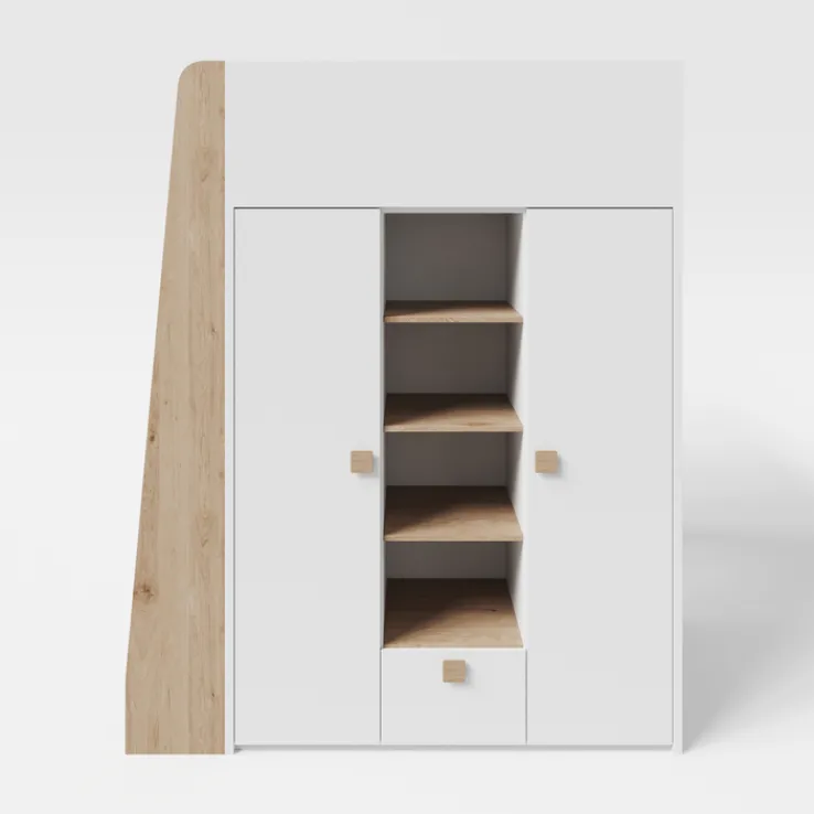 Kinder roba Hochbett SMALL WORLD ARTESANA weiß/ braun