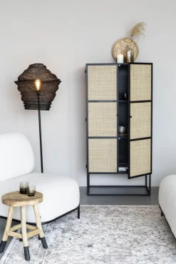 QUARTIER Schrank JOANNA 70 x 145 cm Rattangeflecht/schwarz