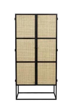 QUARTIER Schrank JOANNA 70 x 145 cm Rattangeflecht/schwarz