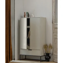 Schrank SILAS 85 x 149 cm Kiefer massiv im Farbton Staub