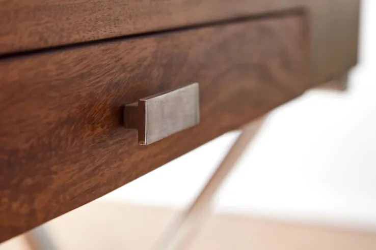 Schreibtisch 120 x 78 cm Braun Silber