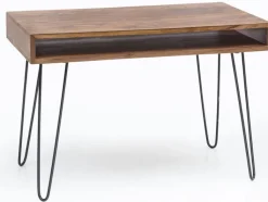 Schreibtisch 110 x 60 cm schwarz/ Sheesham