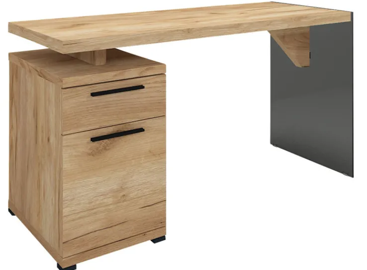 Schreibtisch 55 x 141 x 74 cm Holz braun/grau