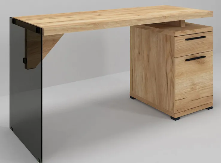 Schreibtisch 55 x 141 x 74 cm Holz braun/grau