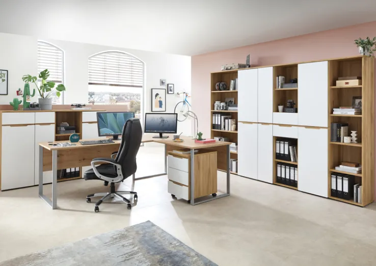 Schreibtisch CLYDE 160 x 77 cm Mauvella-Oak-Dekor/silberfarbig matt