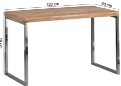 Schreibtisch GUNA 120 x 60 cm chromfarbig/ Akazie massiv
