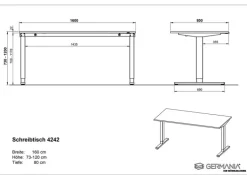 Schreibtisch ISORNO 160 x 80 cm Lichtgrau/ silberfarbig