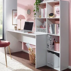 Schreibtisch mit Regal 170 x 144 cm Weiß
