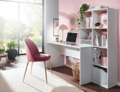 Schreibtisch mit Regal 170 x 144 cm Weiß
