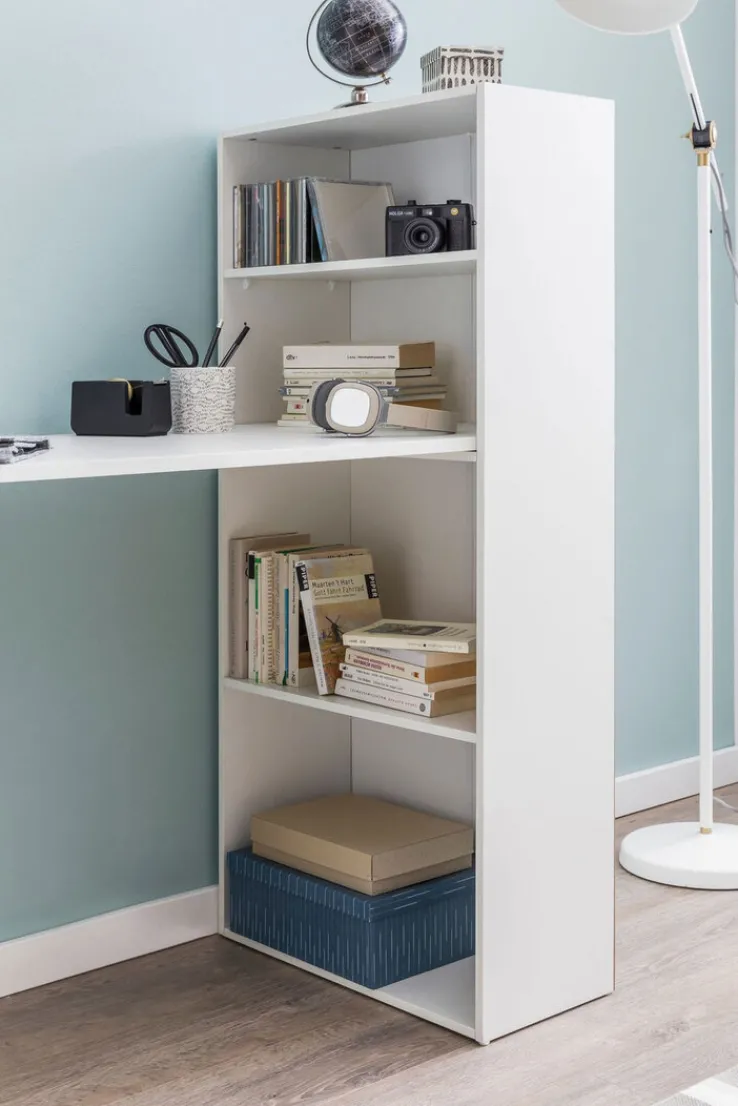 Schreibtisch mit Regal 120 x 120 cm weiss
