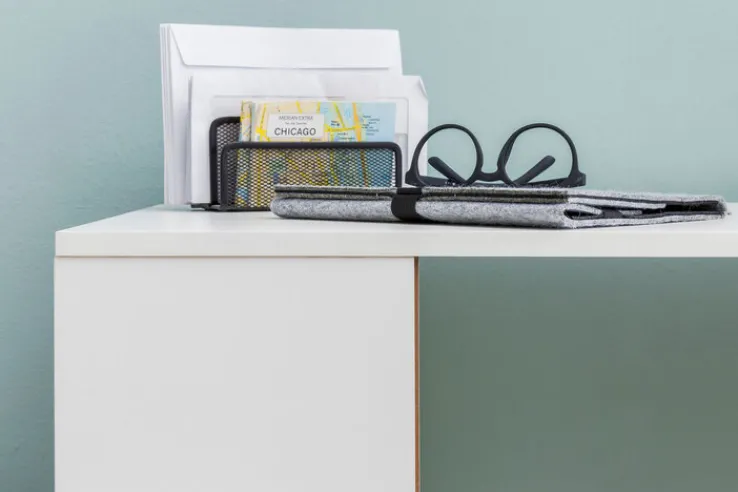 Schreibtisch mit Regal 120 x 120 cm weiss