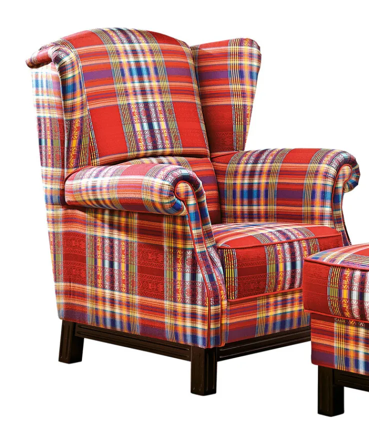 SCHRÖNO Ohrensessel SYDNEX Stoffbezug kariert