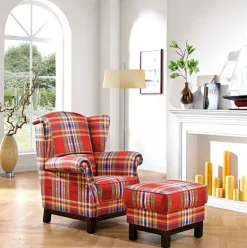 SCHRÖNO Sessel mit Hocker CAMBRIDGE 2-teilig rot