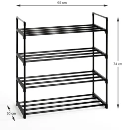 Schuhregal 65 x 74 cm Schwarz Metall