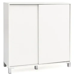 Schuhschrank 100 x 108 cm weiß silberfarbig