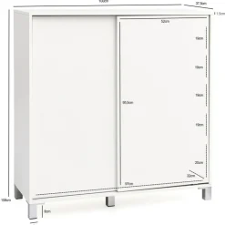 Schuhschrank 100 x 108 cm weiß silberfarbig