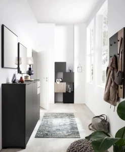 Schuhschrank ALEXA 141,9 x 105,5 cm schwarzmatt/braun