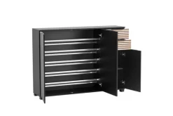 Schuhschrank ALEXA 141,9 x 105,5 cm schwarzmatt/braun