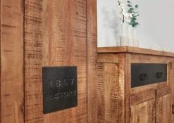 Schuhschrank BARNEY 135 x 115 cm Mango massiv sägerau, gebeizt, lackiert/schwarz