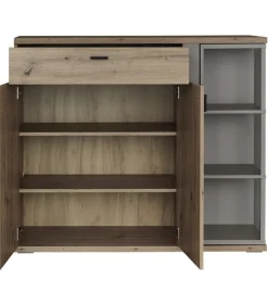 Schuhschrank FINA 120 x 103 cm Eiche-Artisan-Dekor braun/Basalt-grau-Dekor