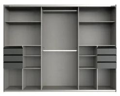 QUARTIER Schwebetürenschrank TENERIFFA 270 x 210 cm grau/ schwarz