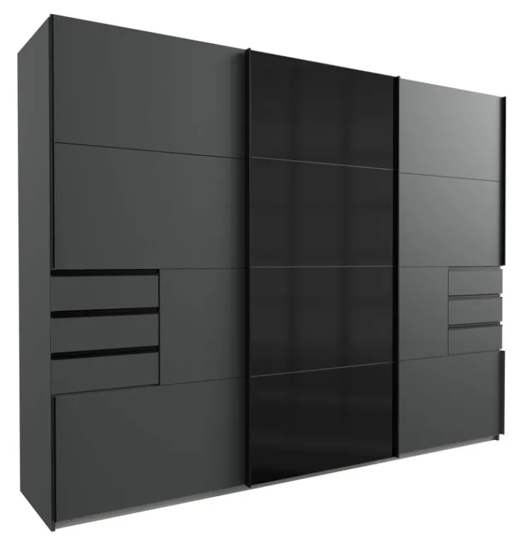 QUARTIER Schwebetürenschrank TENERIFFA 270 x 210 cm grau/ schwarz