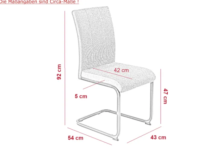 Schwingstuhl LINN 2er Set Webstoff anthrazit