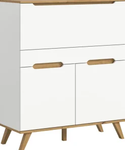 QUARTIER Sekretär SCANDI 110x118 cm Weiß Braun Nox Oak Nachbildung
