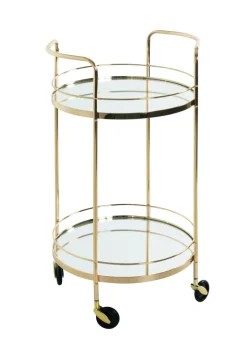 Servierwagen PALAIS Metall Ø 48 cm vermessingt/Spiegelglas