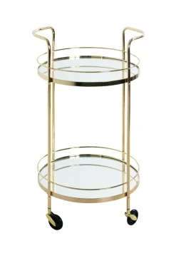 Servierwagen PALAIS Metall Ø 48 cm vermessingt/Spiegelglas