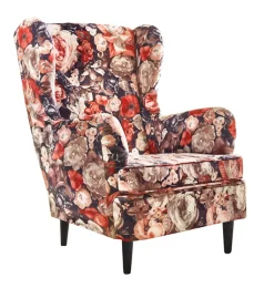 QUARTIER Sessel CHARLEEN Blumenmuster braun /rot