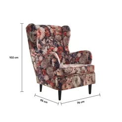 QUARTIER Sessel CHARLEEN Blumenmuster braun /rot