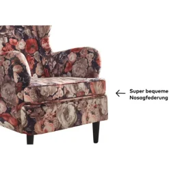 QUARTIER Sessel CHARLEEN Blumenmuster braun /rot