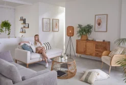 QUARTIER Sessel GLORIA Rattan Natur /weiß