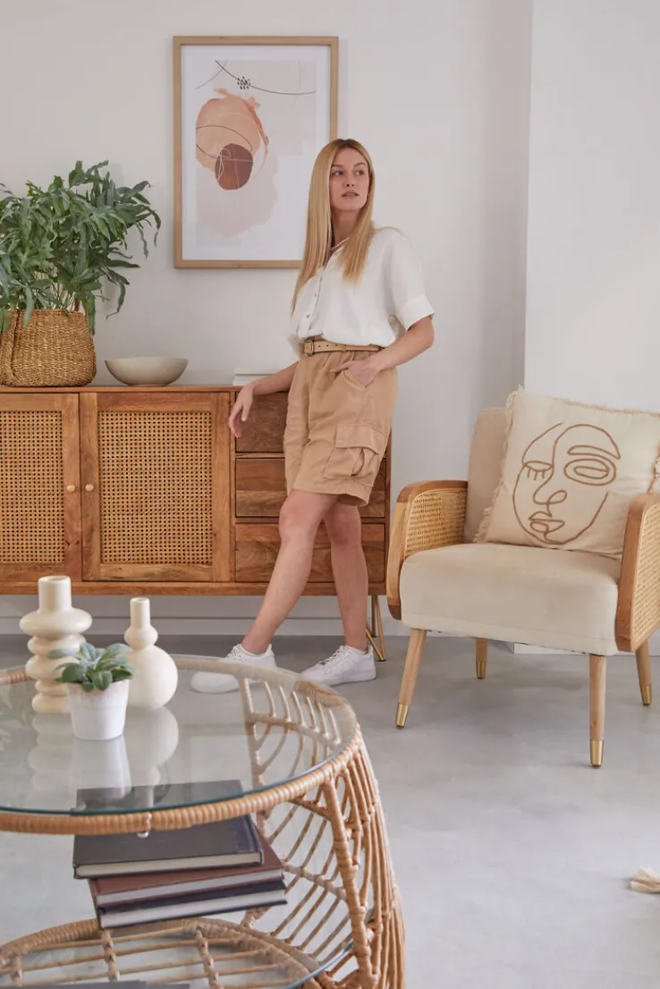 QUARTIER Sessel GLORIA Rattan Natur /weiß