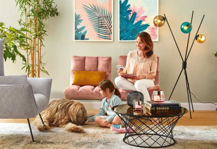 QUARTIER Sessel MATCH Stoffbezug rosa