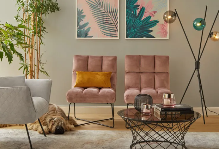 QUARTIER Sessel MATCH Stoffbezug rosa